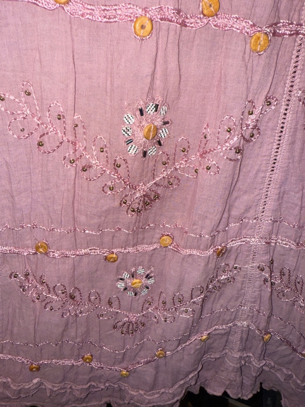 Soft Surroundings New! flowy embellished & Embroidered Maxi Skirt in light plum - Picture 3 of 7